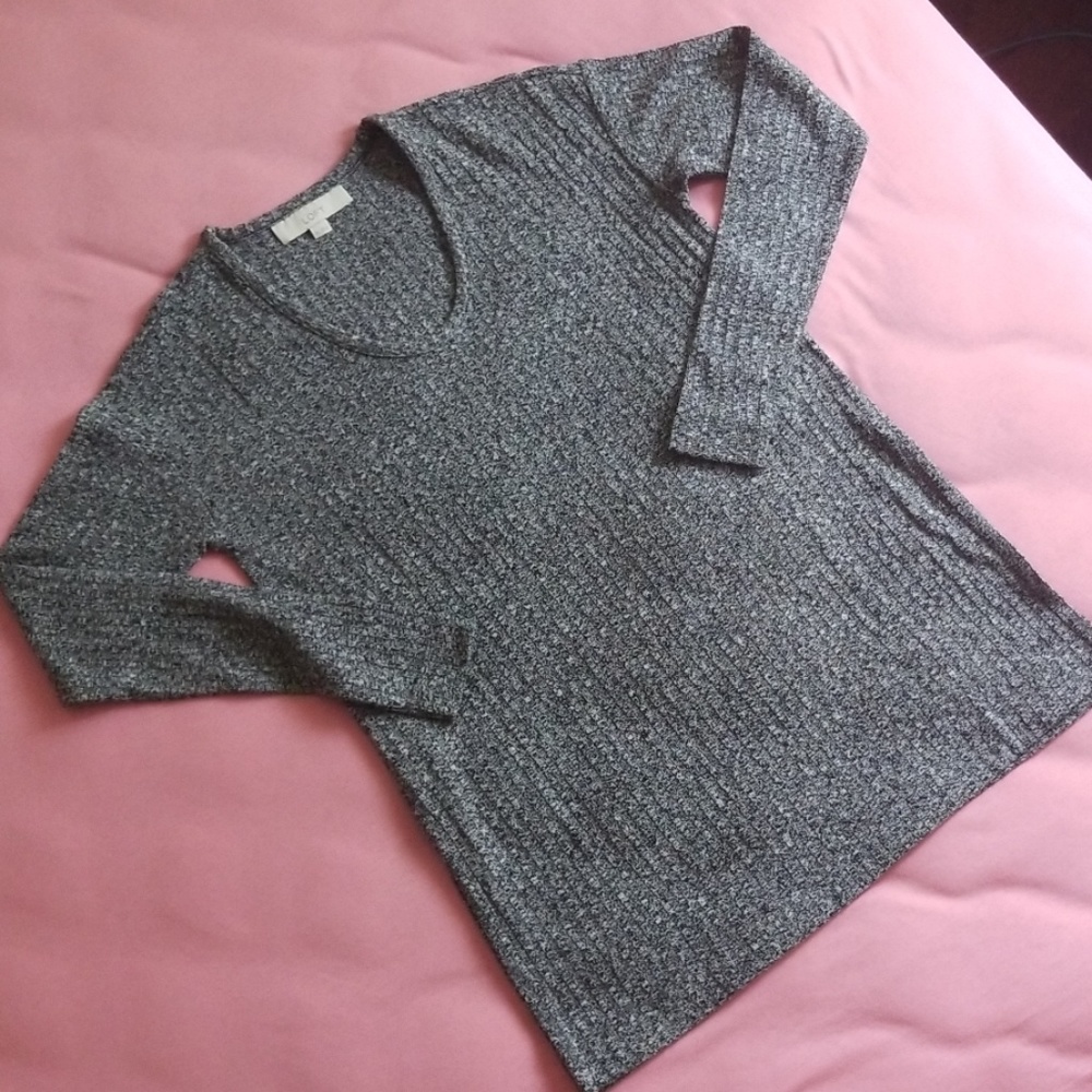 LOFT grey ribbed tunic sweater XS